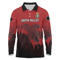 Custom Aosta Valley Long Sleeve Polo Shirt Mont Blanc Sporty Style - Wonder Print Shop