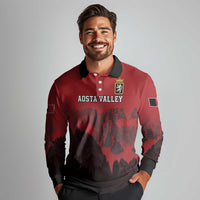 Custom Aosta Valley Long Sleeve Polo Shirt Mont Blanc Sporty Style - Wonder Print Shop