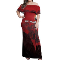 Custom Aosta Valley Off Shoulder Maxi Dress Mont Blanc Sporty Style - Wonder Print Shop