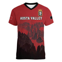 Custom Aosta Valley Women V-Neck T-Shirt Mont Blanc Sporty Style - Wonder Print Shop