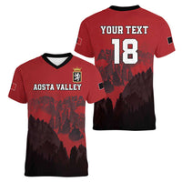 Custom Aosta Valley Women V-Neck T-Shirt Mont Blanc Sporty Style - Wonder Print Shop