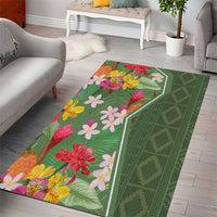Africa Tropical Flowers Area Rug Green Version - Wonder Print Shop