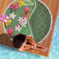 Africa Tropical Flowers Beach Blanket Green Version - Wonder Print Shop