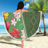 Africa Tropical Flowers Beach Blanket Green Version - Wonder Print Shop