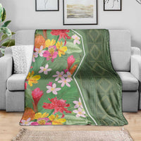 Africa Tropical Flowers Blanket Green Version