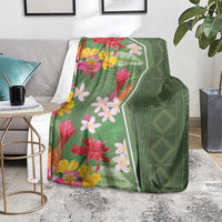 Africa Tropical Flowers Blanket Green Version