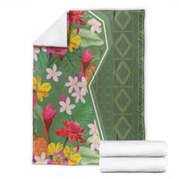 Africa Tropical Flowers Blanket Green Version