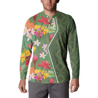 Africa Tropical Flowers Button Sweatshirt Green Version - Wonder Print Shop
