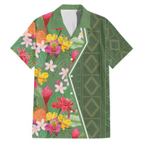 Africa Tropical Flowers Family Matching Mermaid Dress and Hawaiian Shirt Green Version - Wonder Print Shop