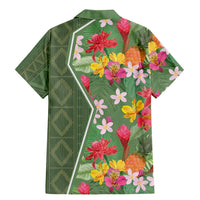 Africa Tropical Flowers Family Matching Mermaid Dress and Hawaiian Shirt Green Version - Wonder Print Shop