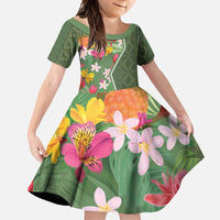 Africa Tropical Flowers Family Matching Off Shoulder Maxi Dress and Hawaiian Shirt Green Version - Wonder Print Shop