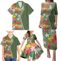Africa Tropical Flowers Family Matching Puletasi and Hawaiian Shirt Green Version - Wonder Print Shop