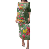 Africa Tropical Flowers Family Matching Puletasi and Hawaiian Shirt Green Version - Wonder Print Shop