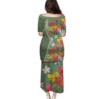 Africa Tropical Flowers Family Matching Puletasi and Hawaiian Shirt Green Version - Wonder Print Shop