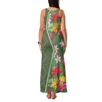 Africa Tropical Flowers Family Matching Tank Maxi Dress and Hawaiian Shirt Green Version - Wonder Print Shop