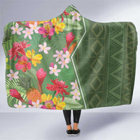 Africa Tropical Flowers Hooded Blanket Green Version