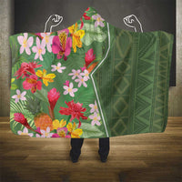 Africa Tropical Flowers Hooded Blanket Green Version