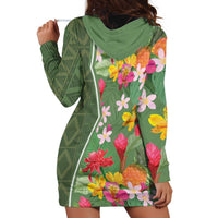 Africa Tropical Flowers Hoodie Dress Green Version - Wonder Print Shop