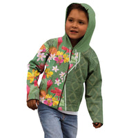 Africa Tropical Flowers Kid Hoodie Green Version - Wonder Print Shop