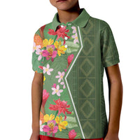 Africa Tropical Flowers Kid Polo Shirt Green Version - Wonder Print Shop