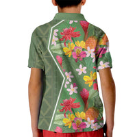 Africa Tropical Flowers Kid Polo Shirt Green Version - Wonder Print Shop
