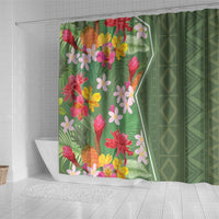Africa Tropical Flowers Shower Curtain Green Version