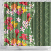 Africa Tropical Flowers Shower Curtain Green Version