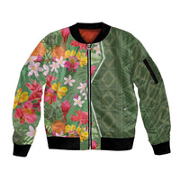 Africa Tropical Flowers Sleeve Zip Bomber Jacket Green Version - Wonder Print Shop