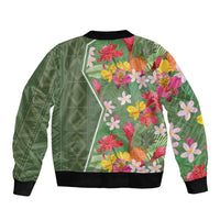 Africa Tropical Flowers Sleeve Zip Bomber Jacket Green Version - Wonder Print Shop