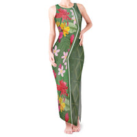 Africa Tropical Flowers Tank Maxi Dress Green Version - Wonder Print Shop