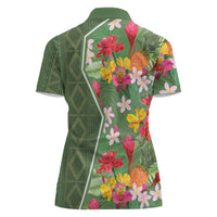 Africa Tropical Flowers Women Polo Shirt Green Version - Wonder Print Shop