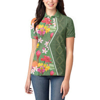 Africa Tropical Flowers Women Polo Shirt Green Version - Wonder Print Shop