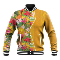 Africa Tropical Flowers Baseball Jacket Yellow Version - Wonder Print Shop