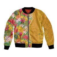 Africa Tropical Flowers Bomber Jacket Yellow Version - Wonder Print Shop