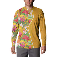 Africa Tropical Flowers Button Sweatshirt Yellow Version - Wonder Print Shop