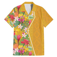 Africa Tropical Flowers Family Matching Mermaid Dress and Hawaiian Shirt Yellow Version - Wonder Print Shop