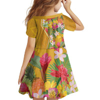 Africa Tropical Flowers Family Matching Off Shoulder Maxi Dress and Hawaiian Shirt Yellow Version - Wonder Print Shop