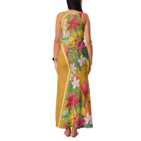 Africa Tropical Flowers Family Matching Tank Maxi Dress and Hawaiian Shirt Yellow Version - Wonder Print Shop