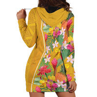 Africa Tropical Flowers Hoodie Dress Yellow Version - Wonder Print Shop