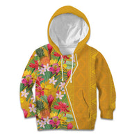 Africa Tropical Flowers Kid Hoodie Yellow Version - Wonder Print Shop