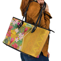 Africa Tropical Flowers Leather Tote Bag Yellow Version - Wonder Print Shop