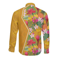 Africa Tropical Flowers Long Sleeve Button Shirt Yellow Version - Wonder Print Shop
