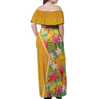Africa Tropical Flowers Off Shoulder Maxi Dress Yellow Version - Wonder Print Shop