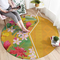 Africa Tropical Flowers Round Carpet Yellow Version