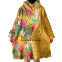 Africa Tropical Flowers Wearable Blanket Hoodie Yellow Version - Wonder Print Shop