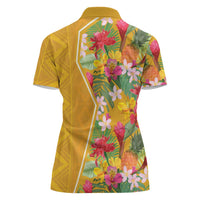 Africa Tropical Flowers Women Polo Shirt Yellow Version - Wonder Print Shop