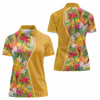 Africa Tropical Flowers Women Polo Shirt Yellow Version - Wonder Print Shop