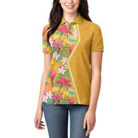Africa Tropical Flowers Women Polo Shirt Yellow Version - Wonder Print Shop