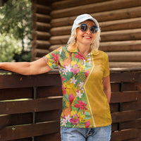 Africa Tropical Flowers Women Polo Shirt Yellow Version - Wonder Print Shop