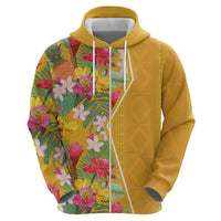 Africa Tropical Flowers Zip Hoodie Yellow Version - Wonder Print Shop